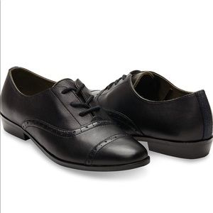 TOMS Brogues Black Leather Women Size 7.5